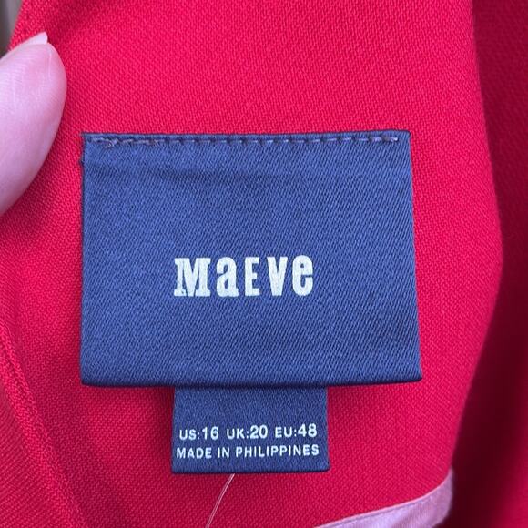 NEW Anthropologie Maeve Red Evangeline Dress Sz 16 Career Cap Sleeve - Picture 6 of 7